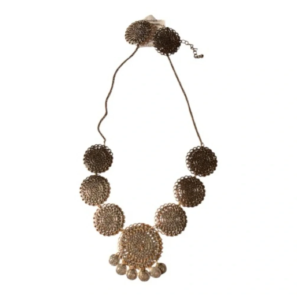 Andante Antique Gold Filigree Statement Necklace & Earring Set NWT - Picture 2 of 6